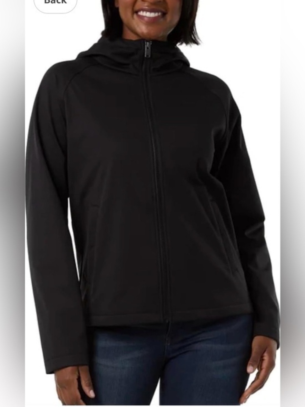 32 Degrees Black Full-Zip Hooded Utility Jacket
